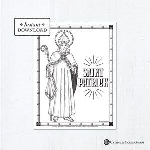 Young Saint Patrick Catholic Coloring Page, Catholic Saints, Printable Coloring Page, St Patrick&#39;s Day Activity, St Patrick