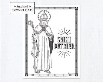 Young Saint Patrick Catholic Coloring Page, Catholic Saints, Printable Coloring Page, St Patrick's Day Activity, St Patrick