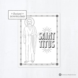 Catholic Coloring Page - Saint Titus - Catholic Saints - Printable Coloring Page - Digital - PDF St Titus Coloring Page Saint Coloring