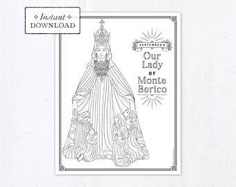 Catholic Coloring Page - Our Lady of Monte Berico - Catholic Saints - Printable Coloring Page - Digital - PDF