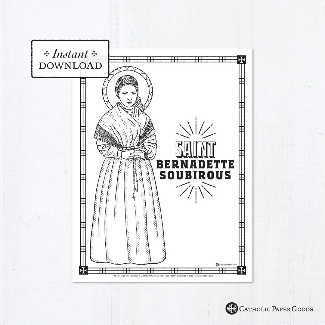 Saint Bernadette Coloring Page: Catholic Saints Printable (PDF) - Etsy