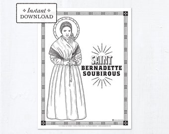 Catholic Coloring Page - Saint Bernadette - Catholic Saints - Printable Coloring Page - Digital - PDF