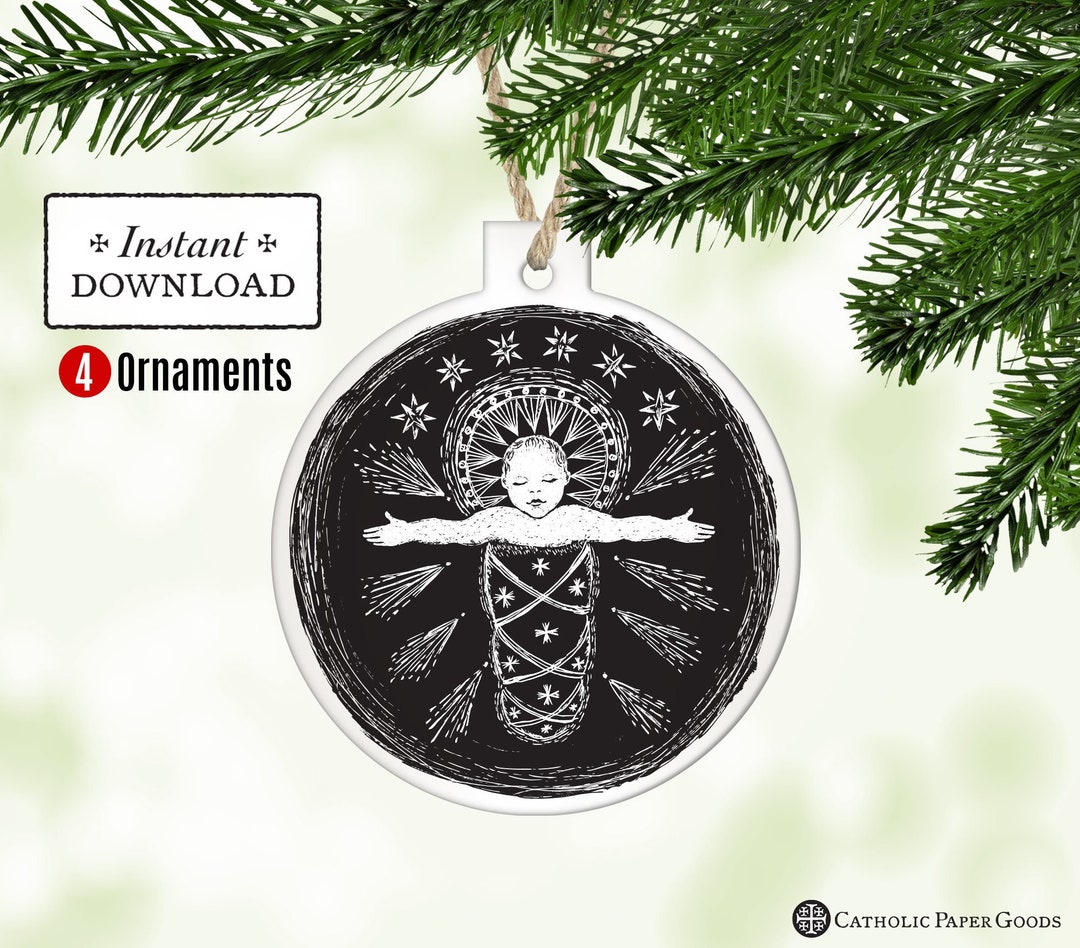 Madonna &amp; Child Printable Christmas Ornaments, Catholic Printable ...
