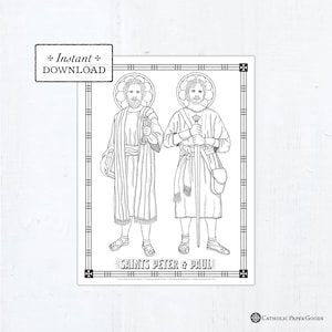 Saints Peter and Paul Printable Catholic Coloring Page Catholic Saints Downloadable Coloring Page Catholic Saints