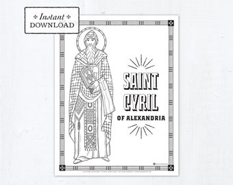 Catholic Coloring Page, Saint Cyril of Alexandria Coloring Page, Catholic Saints, Printable Coloring Page, Digital Coloring Page, PDF