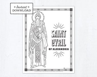 Catholic Coloring Page, Saint Cyril of Alexandria Coloring Page, Catholic Saints, Printable Coloring Page, Digital Coloring Page, PDF