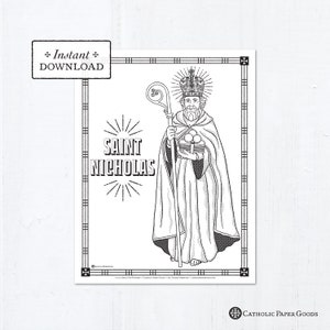 Catholic Coloring Page - Saint Nicholas - Catholic Saints - Printable Coloring Page - Digital - PDF