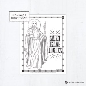 Catholic Coloring Page, Saint Isaac Jogues Coloring Page, Catholic Saints, Printable Coloring Page, Digital Coloring Page, PDF