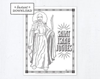 Catholic Coloring Page, Saint Isaac Jogues Coloring Page, Catholic Saints, Printable Coloring Page, Digital Coloring Page, PDF