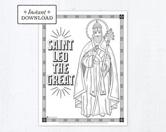 Catholic Coloring Page - Saint Leo the Great - Catholic Saints - Printable Coloring Page - Digital - PDF