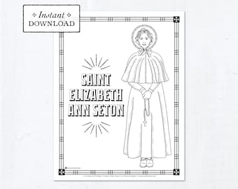 Catholic Coloring Page - Saint Elizabeth Ann Seton - Catholic Saints - Printable Coloring Page - Digital - PDF