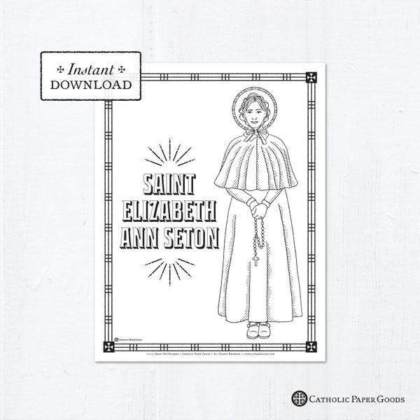 Katholieke kleurplaat - Saint Elizabeth Ann Seton - katholieke heiligen - afdrukbare kleurplaat - digitaal - PDF