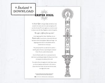 Easter Vigil Coloring Page: Paschal Candle, Jesus is Risen (Printable PDF)