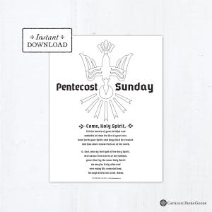 Pentecost Coloring Page, Come Holy Spirit, Catholic Printable Coloring Page, Digital Coloring Page, Pentecost Sunday, Birthday of the Church