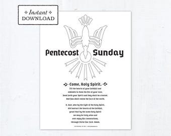 Pentecost Coloring Page, Come Holy Spirit, Catholic Printable Coloring Page, Digital Coloring Page, Pentecost Sunday, Birthday of the Church