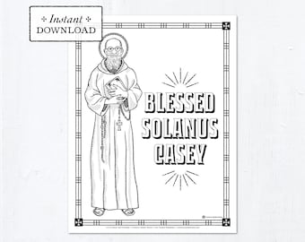 Catholic Coloring Page - Blessed Solanus Casey - Catholic Saints - Printable Coloring Page - Digital - PDF