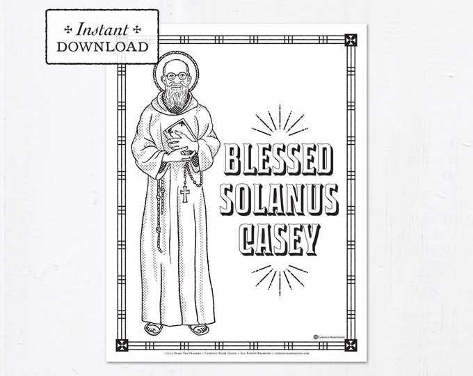 Catholic Coloring Page - Blessed Solanus Casey - Catholic Saints - Printable Coloring Page - Digital - PDF