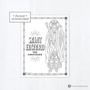 Saint Edward the Confessor Catholic Coloring Page, Catholic Saints, Printable Coloring Page, Digital, PDF