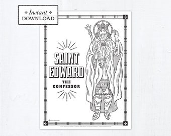 Saint Edward the Confessor Catholic Coloring Page, Catholic Saints, Printable Coloring Page, Digital, PDF