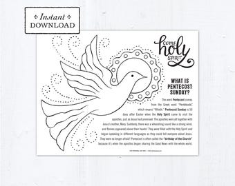 Pentecost Sunday Coloring Page, Come Holy Spirit, Catholic Printable Coloring Page, Digital Coloring Page, Pentecost, Birthday of the Church