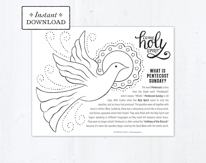Featured listing image: Pentecost Coloring Page: Catholic Sunday School Printable (Digital Download 8.5x11" PDF)