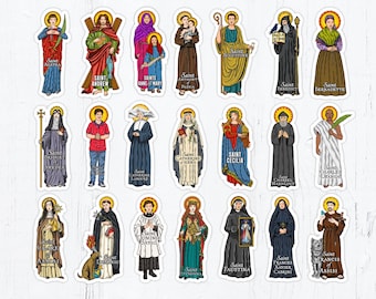 Catholic Saints 4 Inch Individual Die Cut Vinyl Stickers Peel & Stick Catholic Saint Stickers Set 1 St Anthony Faustina Kateri Therese Rita