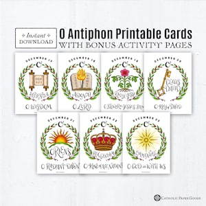 Cartes imprimables O Antiphon, couleurs avec pages d'activités O Antiphon en bonus, décoration de l'Avent, téléchargement immédiat, PDF téléchargeable 4,25 x 5,5
