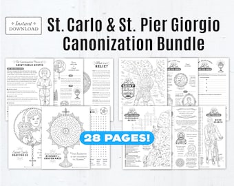Saint Pier Giorgio & Saint Carlo Acutis Activity Bundle | Catholic Printables for Kids | Coloring Pages, Worksheets, Games and Crafts