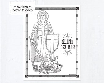 Catholic Coloring Page - Saint George - Catholic Saints - Printable Coloring Page - Digital - PDF