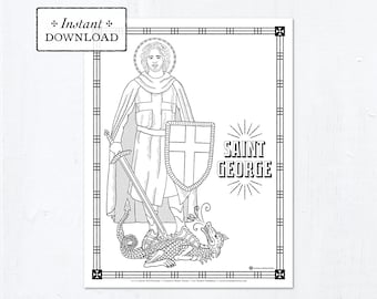 Catholic Coloring Page - Saint George - Catholic Saints - Printable Coloring Page - Digital - PDF