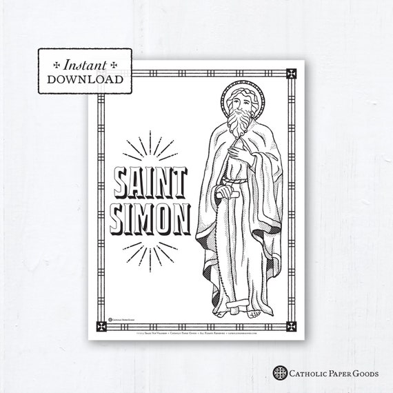 Catholic Coloring Page Saint Simon Catholic Saints Etsy