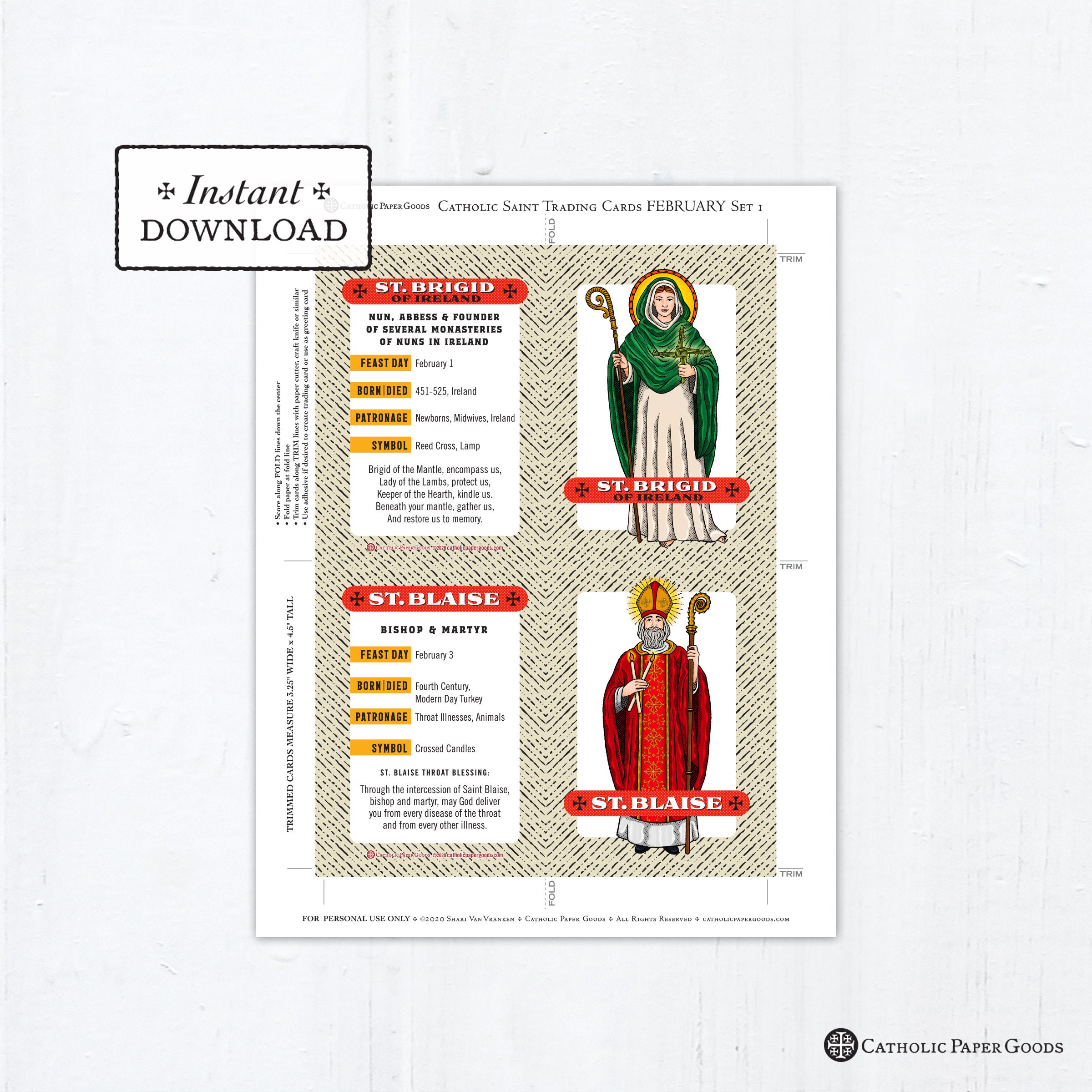 Saint Scholastica Card Art Print Instant Download DIY 