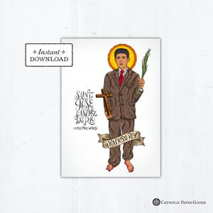 Saint José Sánchez del Río Card - Art Print - Instant Download - DIY Downloadable PDF 5&quot;x7&quot; Catholic Saint Printable Confirmation Gift