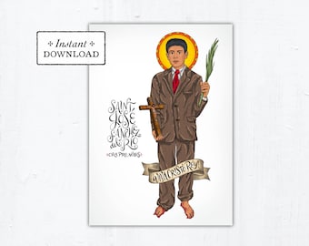 Saint José Sánchez del Río Card - Art Print - Instant Download - DIY Downloadable PDF 5"x7" Catholic Saint Printable Confirmation Gift