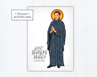 Saint Stanislaus Kostka Art Print & Greeting Card: Catholic Confirmation Gift (Printable PDF)