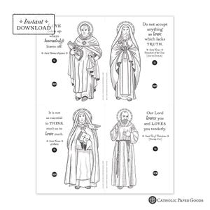 Catholic Saints Valentine Cards: Coloring Page Exchange Set (DIY Printable PDF) image 3