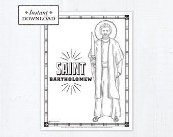 Catholic Coloring Page - Saint Bartholomew - Catholic Saints - Printable Coloring Page - Digital - PDF