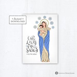 Our Lady of the Snows 5x7 Printable Card & Art Print, Printable Marian Art Print, Catholic Art Print, Virgin Mary Printable Marian Card