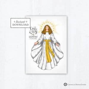 Our Lady of Champion Prayer Card, Greeting Card, Art Print, Instant Download, DIY Downloadable PDF 5"x7" Printable Marian Card