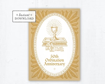 Catholic Priest 50th Ordination Anniversary Card (Printable Download)