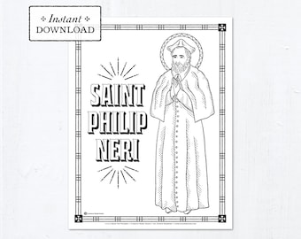 Catholic Coloring Page - Saint Philip Neri - Catholic Saints - Printable Coloring Page - Digital - PDF