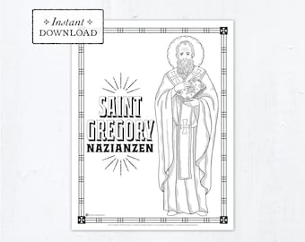 Catholic Coloring Page, Saint Gregory Nazianzen, Catholic Saints, Printable Coloring Page, Digital Coloring Page, PDF