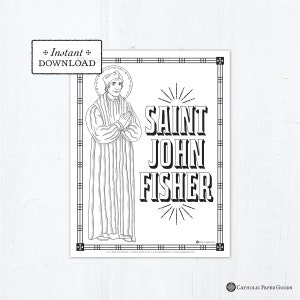 Catholic Coloring Page - Saint John Fisher - Catholic Saints - Printable Coloring Page - Digital - PDF