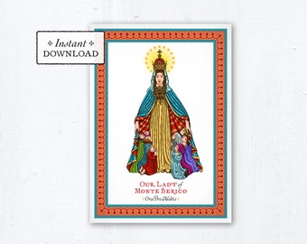 Our Lady of Monte Berico Novena Marian Card - Art Print - Instant Download - Downloadable PDF 5"x7" - Catholic Printable Card Marian Art