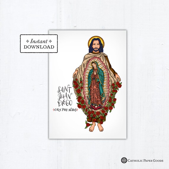 St. Juan Diego Card Art Print Instant Download DIY | Etsy