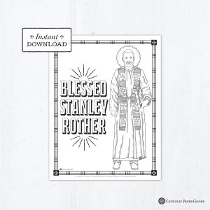 Blessed Stanley Rother Coloring Page, Catholic Coloring Page, Catholic Saints, Printable Coloring Page, Digital, PDF Coloring Page