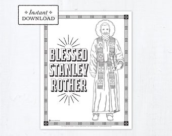 Blessed Stanley Rother Coloring Page, Catholic Coloring Page, Catholic Saints, Printable Coloring Page, Digital, PDF Coloring Page