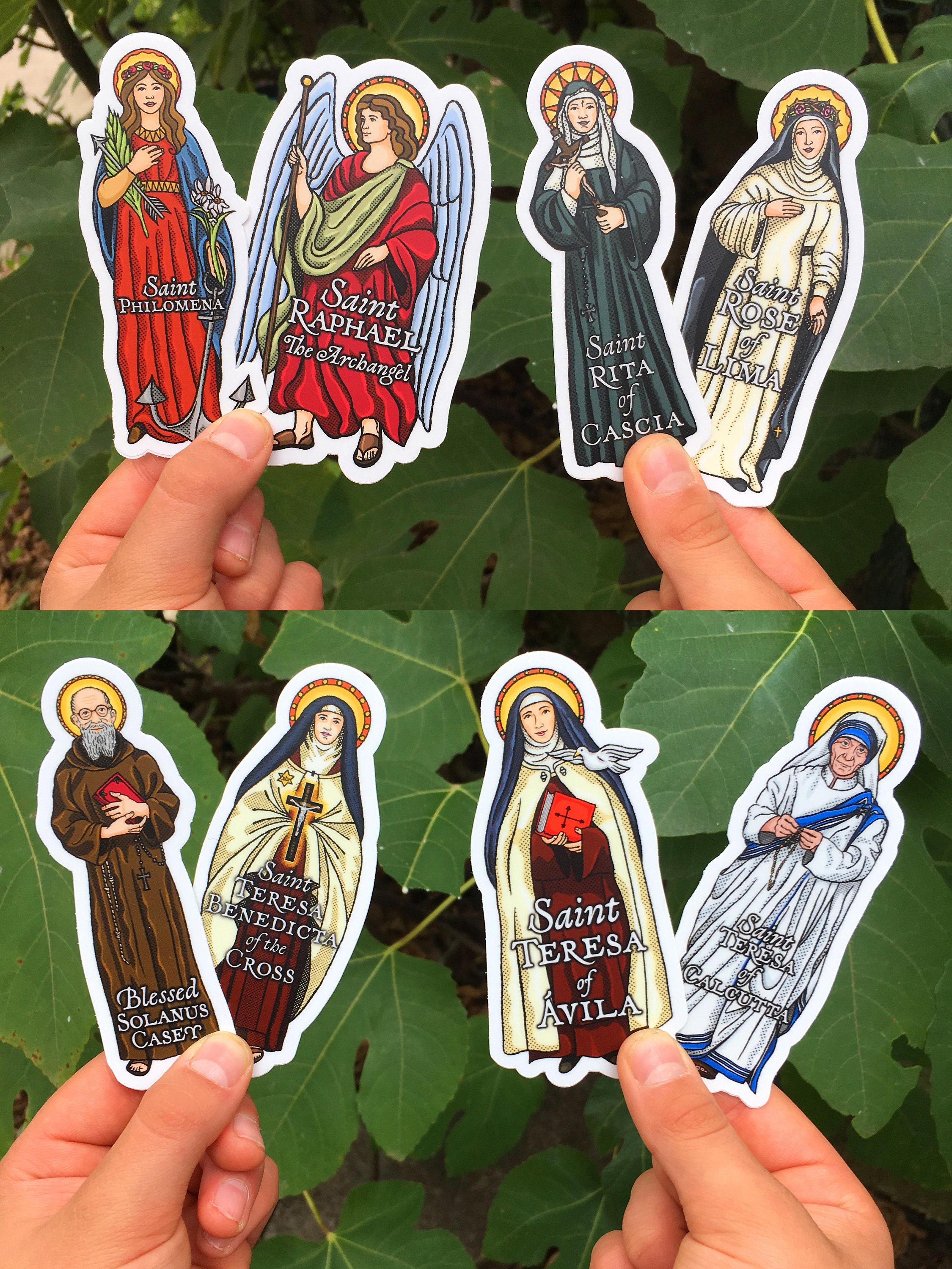 Catholic Saints 4 Inch Die Cut Vinyl Stickers Peel &amp; Stick