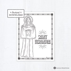 Saint Veronica Catholic Coloring Page, Catholic Saints, Printable Coloring Page, St Veronica, Saints of Lent