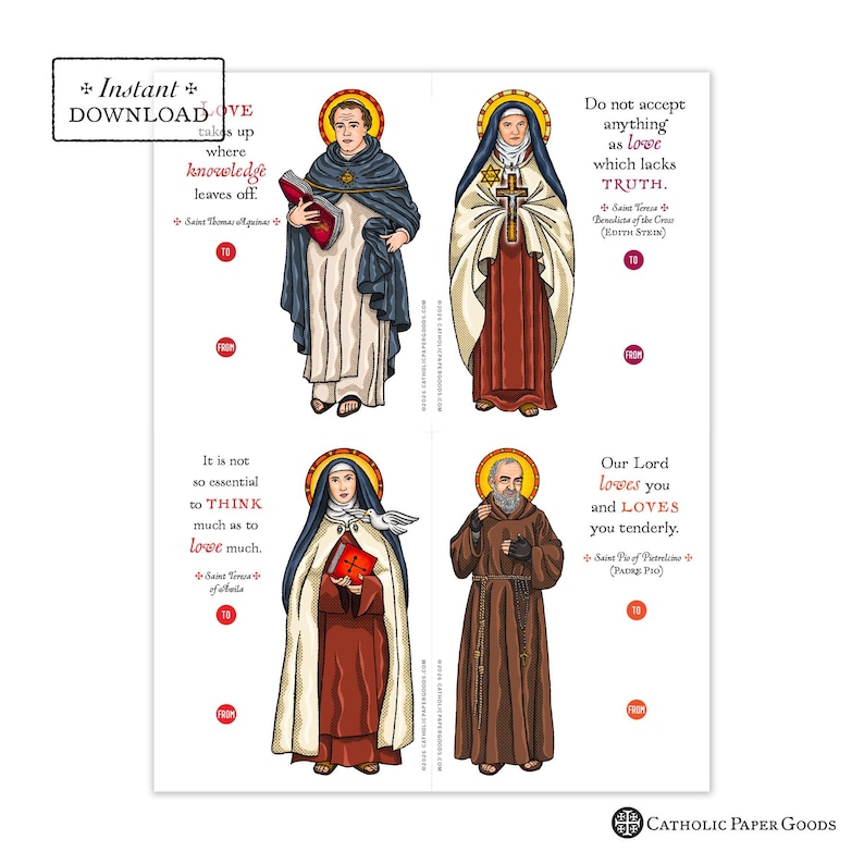 Catholic Saints Valentine Cards: Printable Set 1 (Digital Download) imagen 3